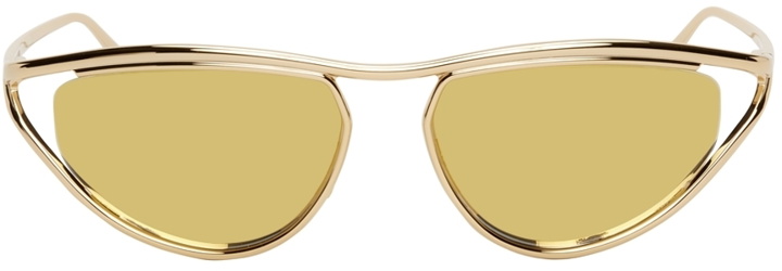 Photo: Bottega Veneta Gold Cat-Eye Sunglasses