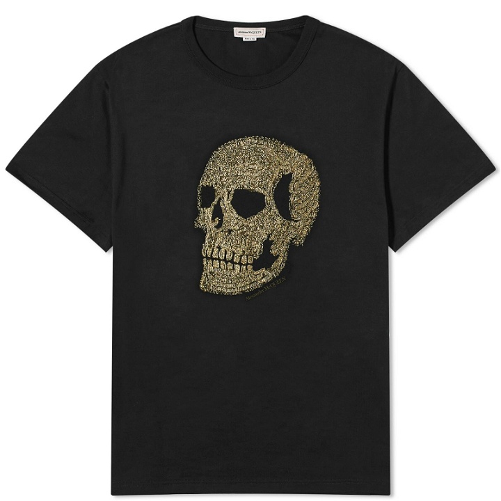 Photo: Alexander McQueen Men's Gold Skull Print T-Shirt in Black/Gold