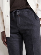 Slowear - Tapered Cashmere-Flannel Drawstring Trousers - Gray
