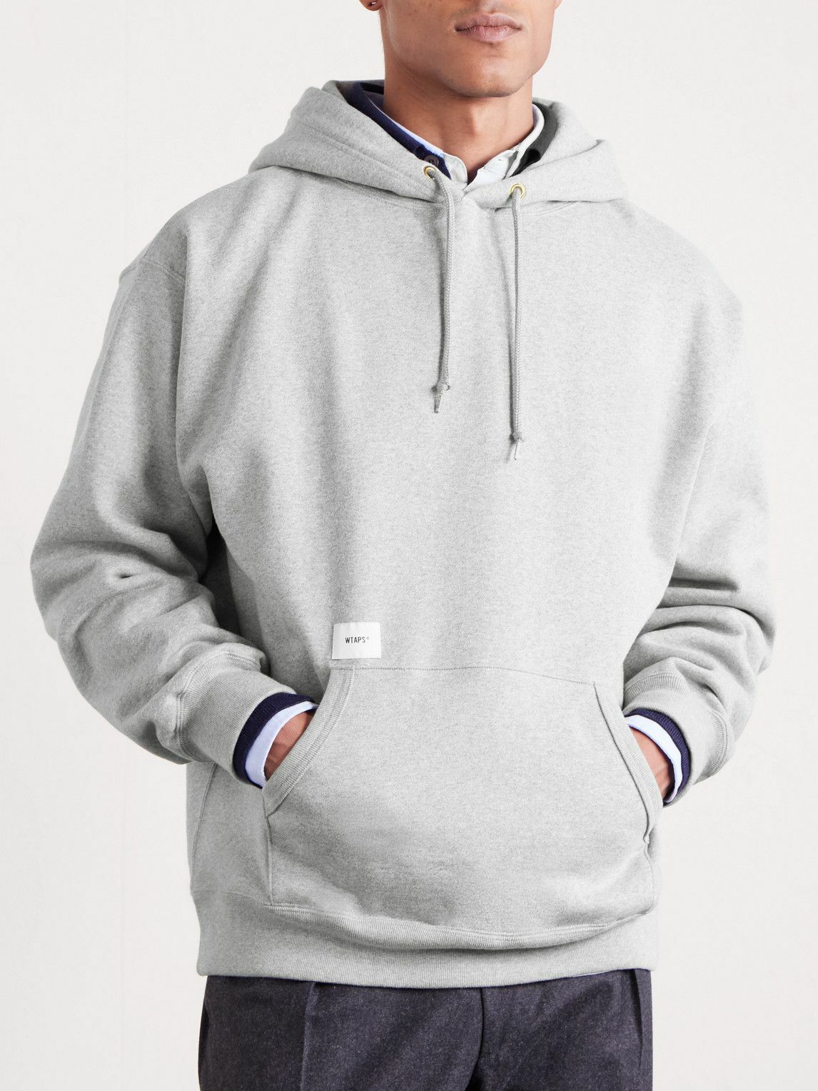 WTAPS - Aon Logo-Appliquéd Cotton-Jersey Hoodie - Gray