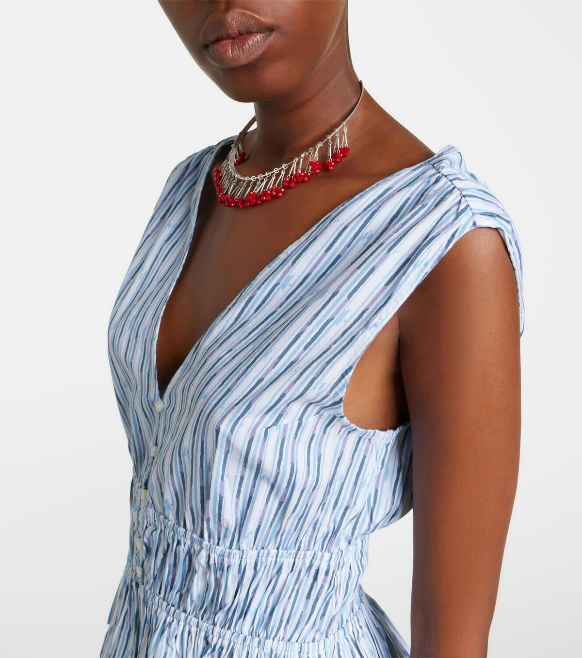 Velvet Verena striped cotton-blend top
