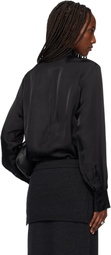 TONYWACK Black Liquid Oversized High Neck Blouse