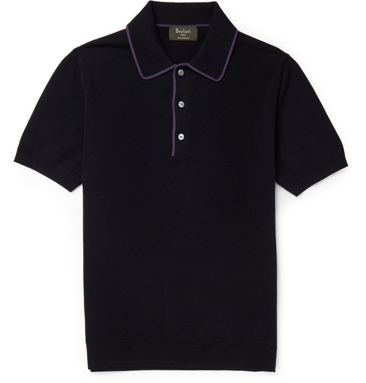 Photo: Berluti - Cotton and Linen-Blend Jersey Polo Shirt - Men - Navy