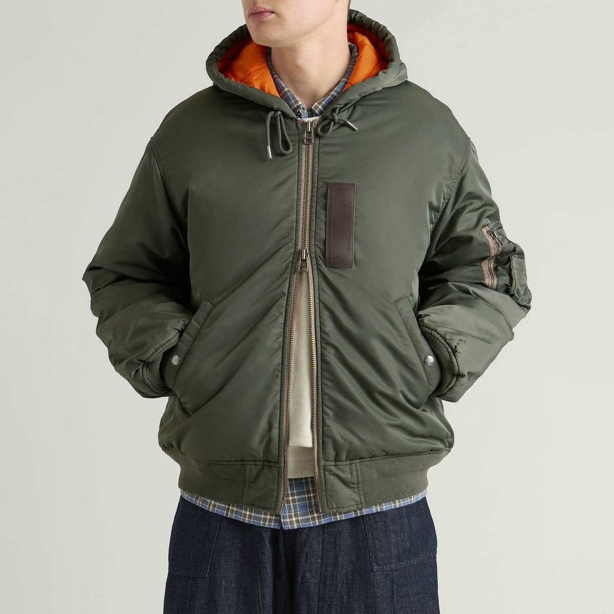 FrizmWORKS Men's Active Ma-1 Hooded Parka Jacket in Olive