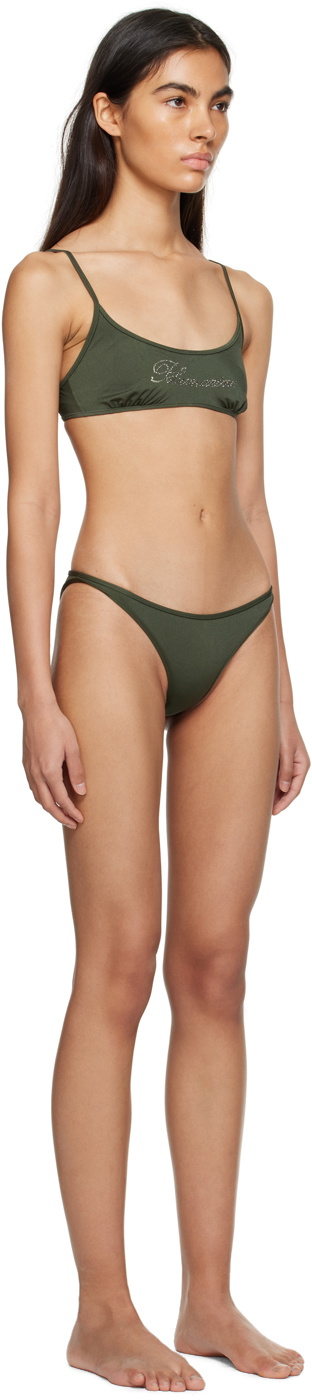 Blumarine Green Rhinestone Bikini