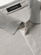 Ermenegildo Zegna - Honeycomb-Knit Cotton and Wool-Blend Polo Shirt - Gray