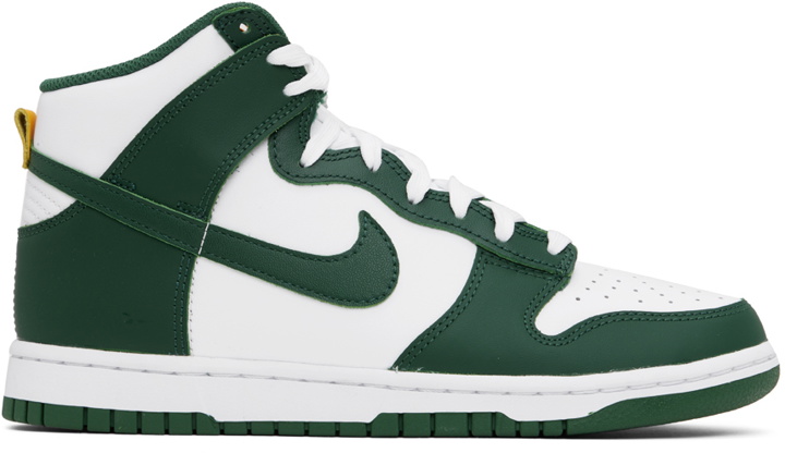 Photo: Nike White & Green Dunk High Retro Sneakers