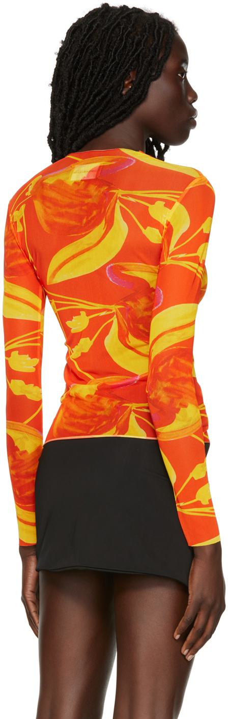 Louisa Ballou Orange Printed Long Sleeve T-Shirt Louisa Ballou