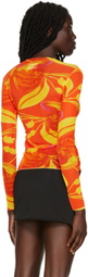 Louisa Ballou Orange Printed Long Sleeve T-Shirt