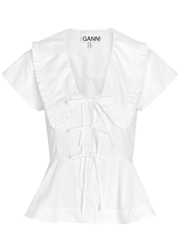 Photo: Ganni Peplum Cotton-poplin Blouse White