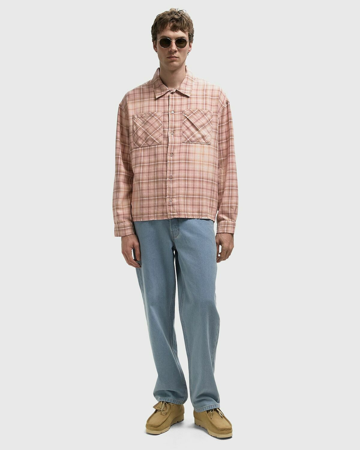 Represent Check Shirt pink Mens Longsleefe