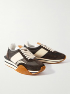 TOM FORD - James Rubber-Trimmed Leather, Suede and Nylon Sneakers - Brown