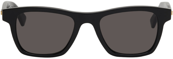 Photo: Bottega Veneta Black Rectangular Squared Classic Sunglasses