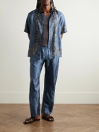 Etro - Slim-Fit Straight-Leg Printed Silk-Twill Trousers - Blue
