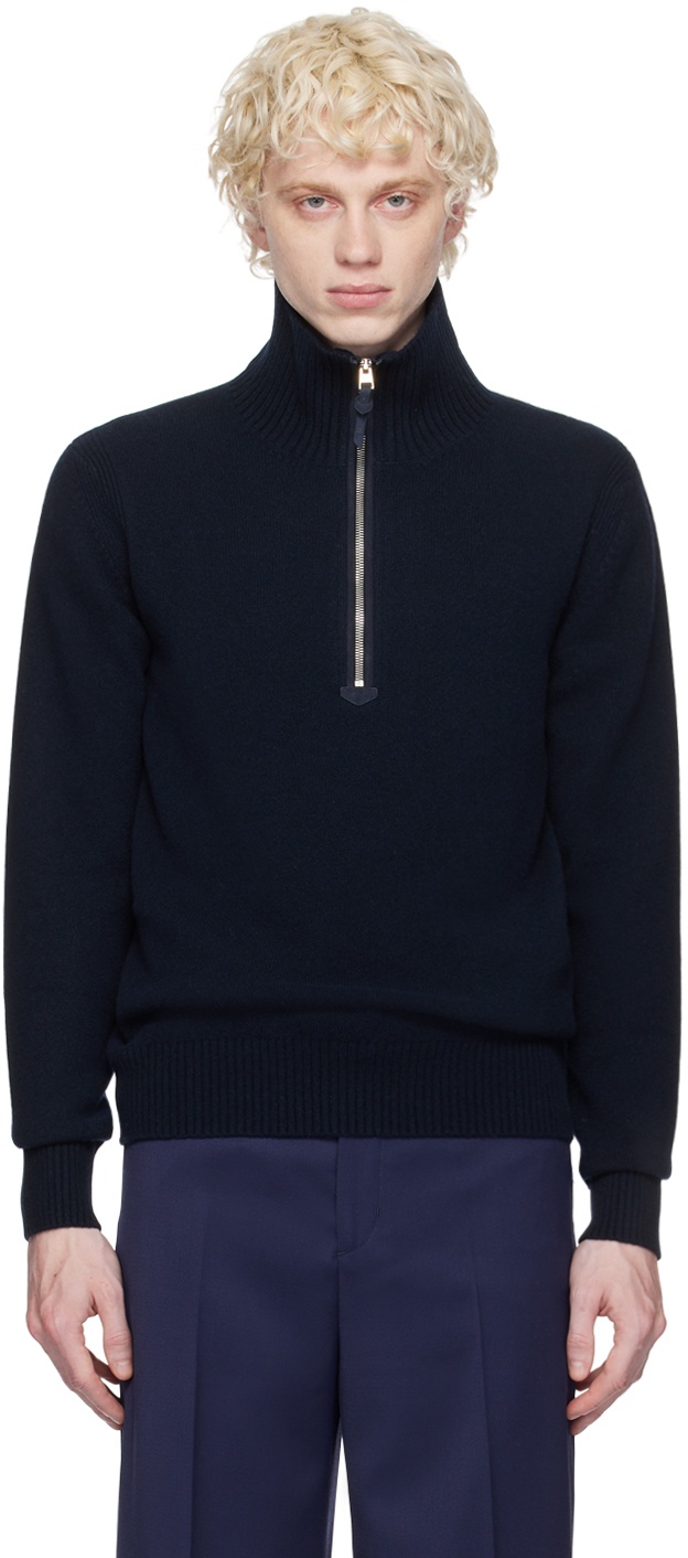 TOM FORD Navy Half-Zip Sweater TOM FORD