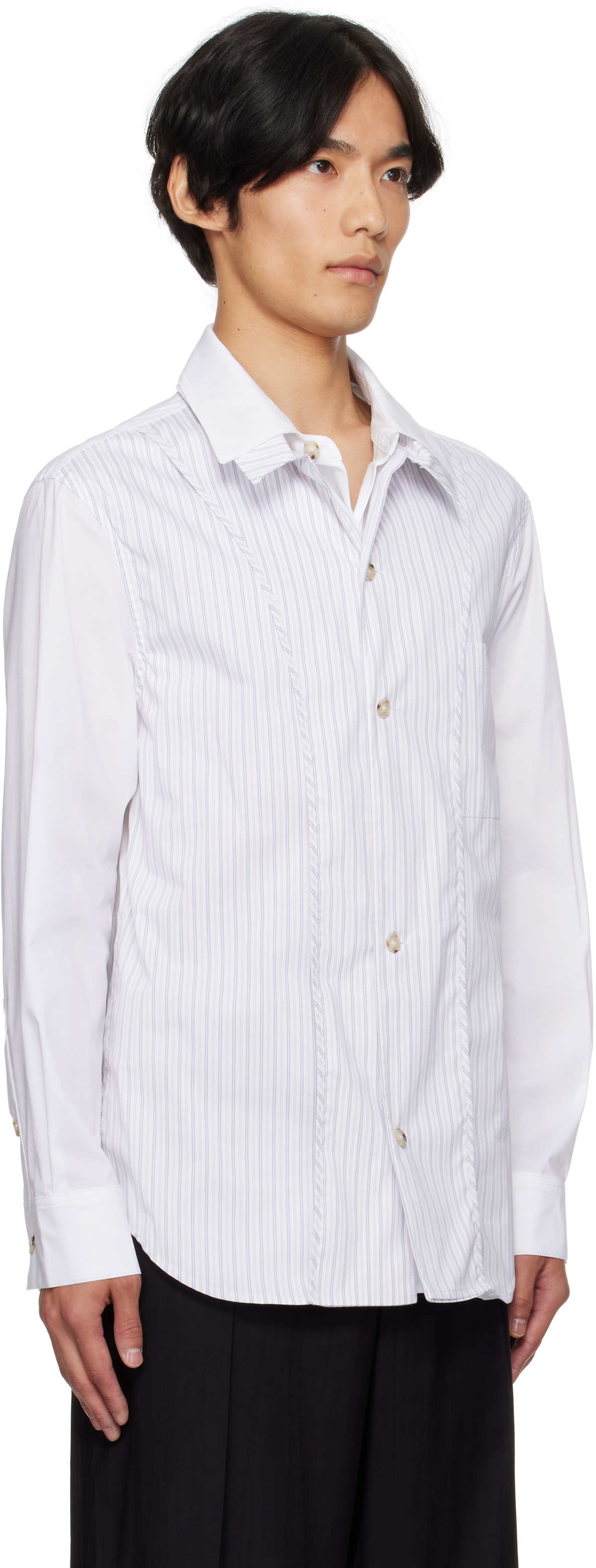 Andersson Bell White Open Collar Layered Shirt