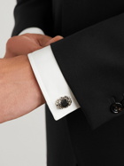 Alexander McQueen - Ivy Skull Burnished Silver-Tone and Crystal Cufflinks