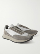 Common Projects - Track Technical Leather-Trimmed Suede and Shell Sneakers - Gray