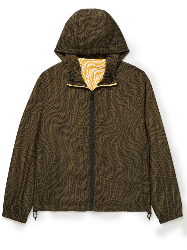 Photo: Fendi - Reversible Logo-Print Shell Hooded Jacket - Brown