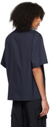 Marni Navy Embroidered Bowling Shirt