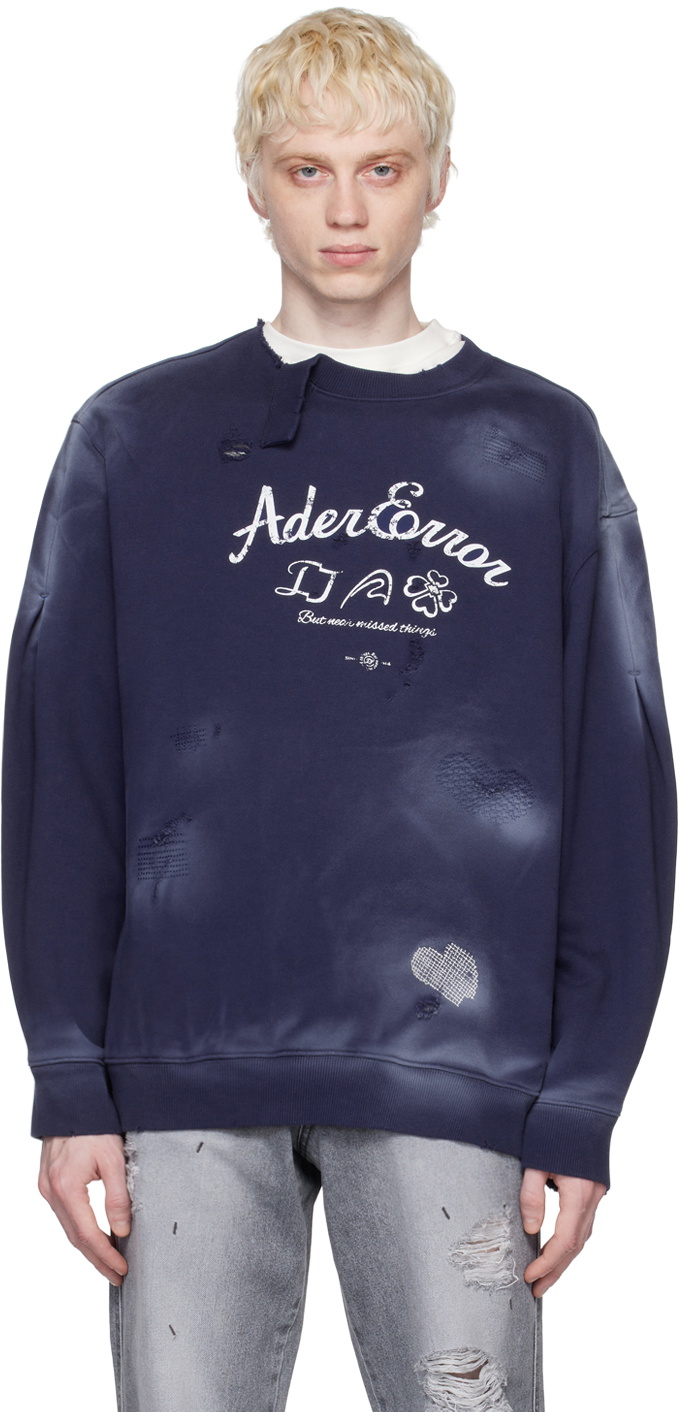 【SALE】 ADER error ADER Sweatshirt Sollec Navy error トップス