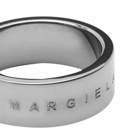 Maison Margiela Men's Text Logo Ring in Brushed Ruthenium