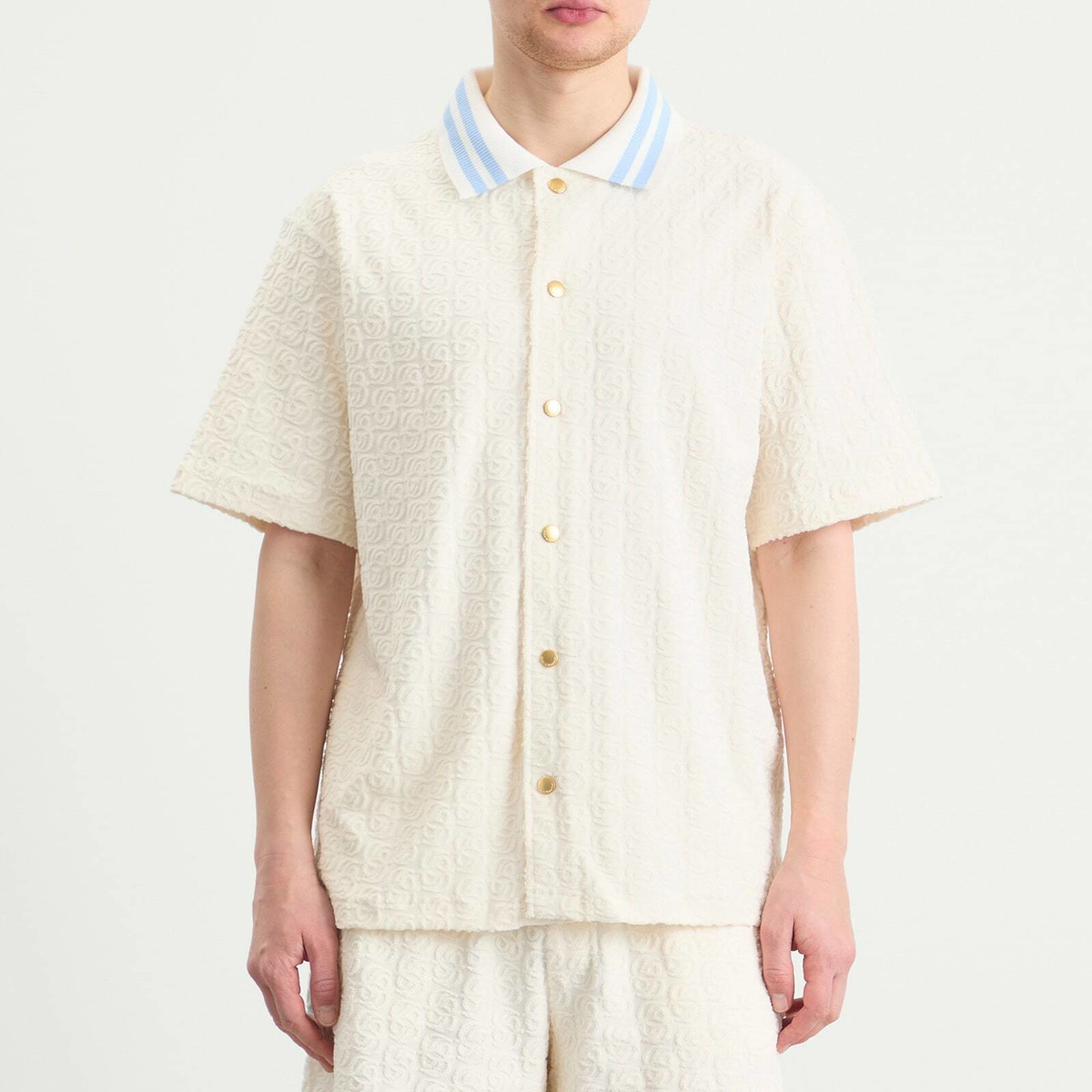 Drôle de Monsieur Men's Monogramme Towelling Shirt in Off White
