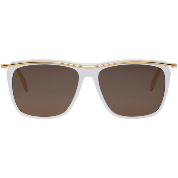 Photo: Alexander McQueen White and Gold Sunglasses