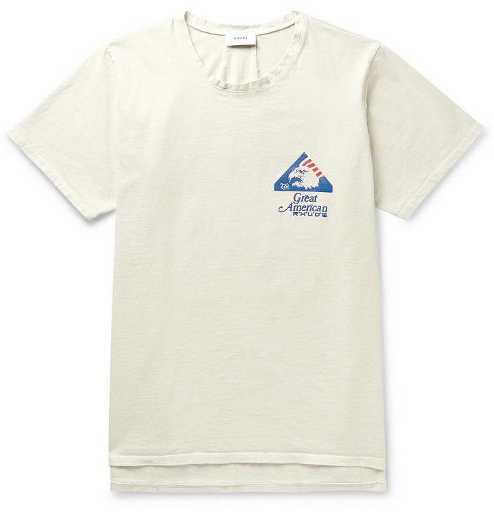 Photo: Rhude - Printed Cotton-Jersey T-Shirt - Men - Cream