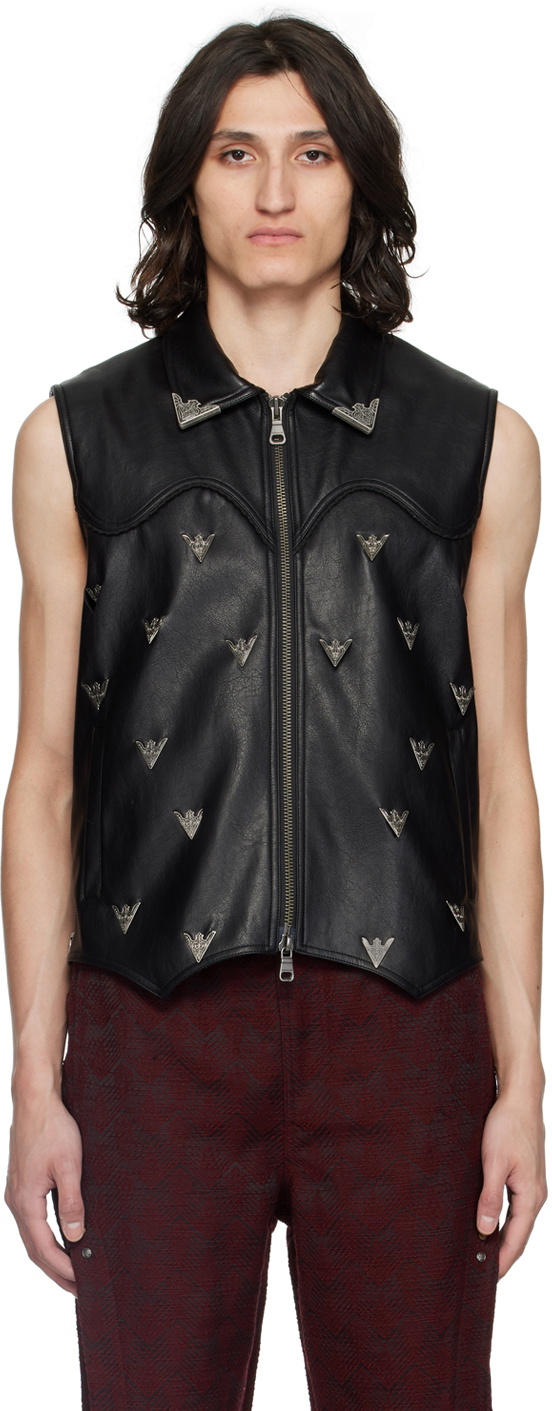 Photo: Andersson Bell Black Appliqué Faux-Leather Vest