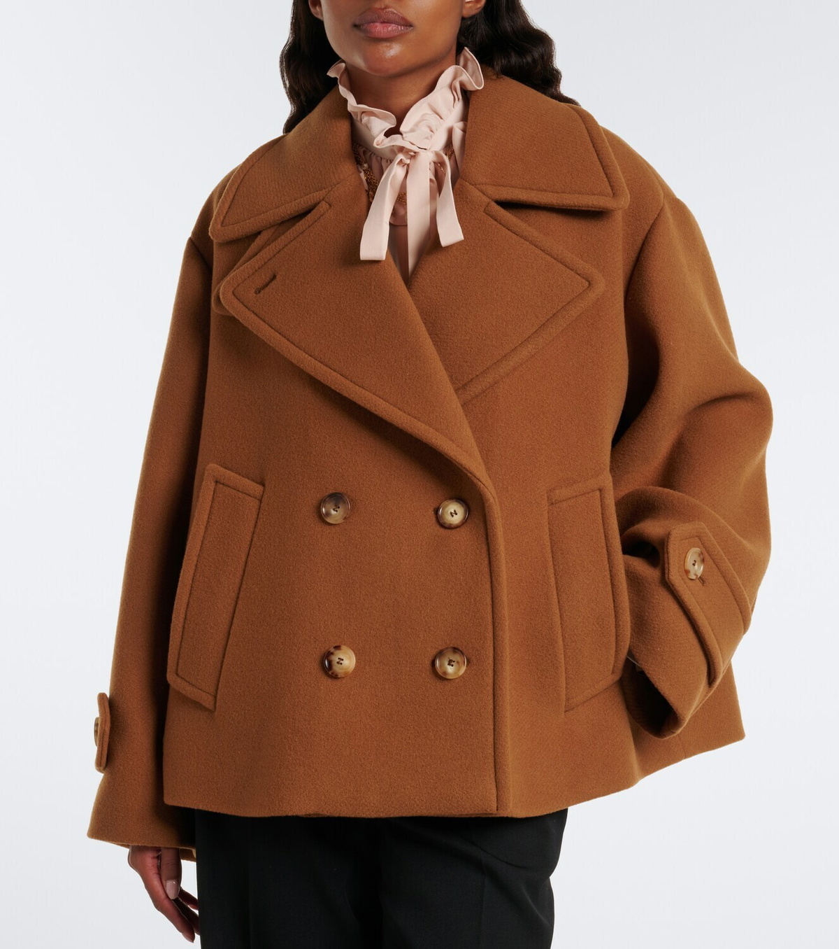 Chloé Double-breasted oversized wool-blend peacoat