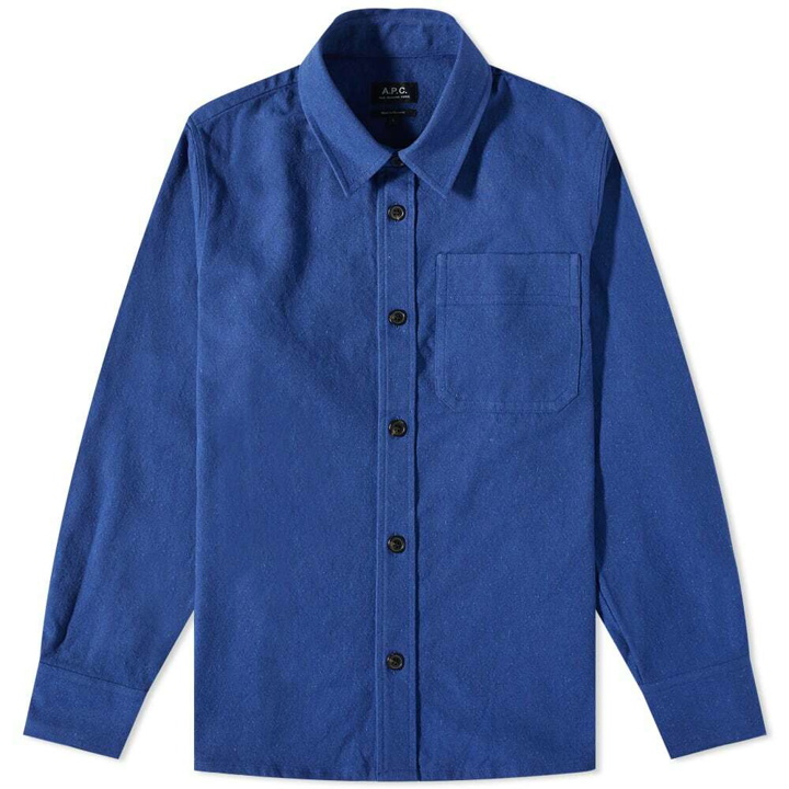 Photo: A.P.C. Men's Basile Overdyed Overshirt in Blue