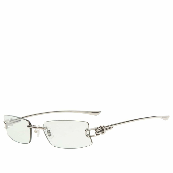 Photo: Gentle Monster Gamot Sunglasses in Silver/Green 