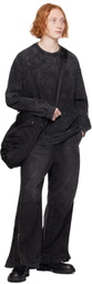 Juun.J Black Garment-Dyed Long Sleeve T-Shirt