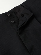 Kaptain Sunshine - Shoecut Straight-Leg Pleated Pinstriped Wool and Silk-Blend Twill Trousers - Black