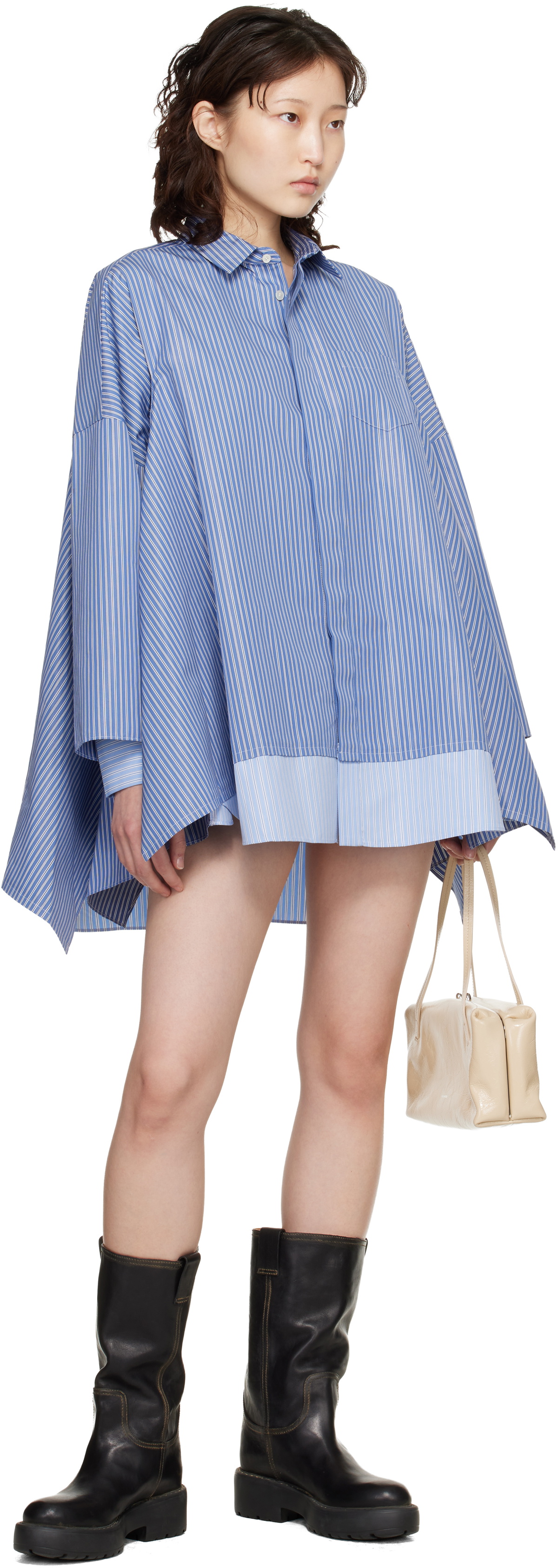 sacai Blue Poplin Shirt Minidress
