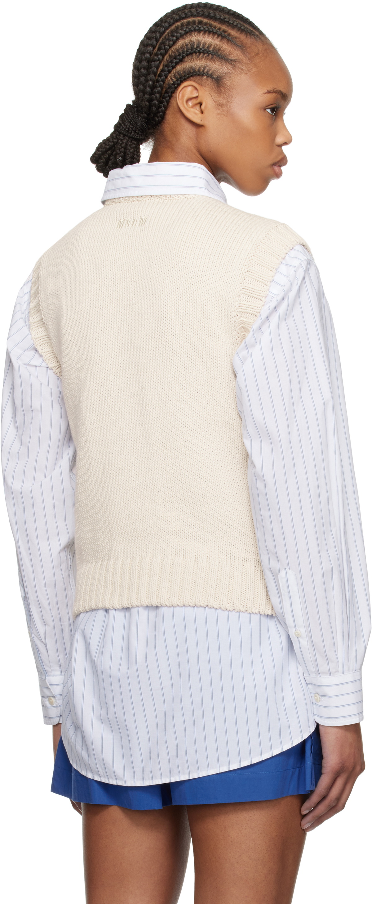 MSGM Off-White Jacquard Vest