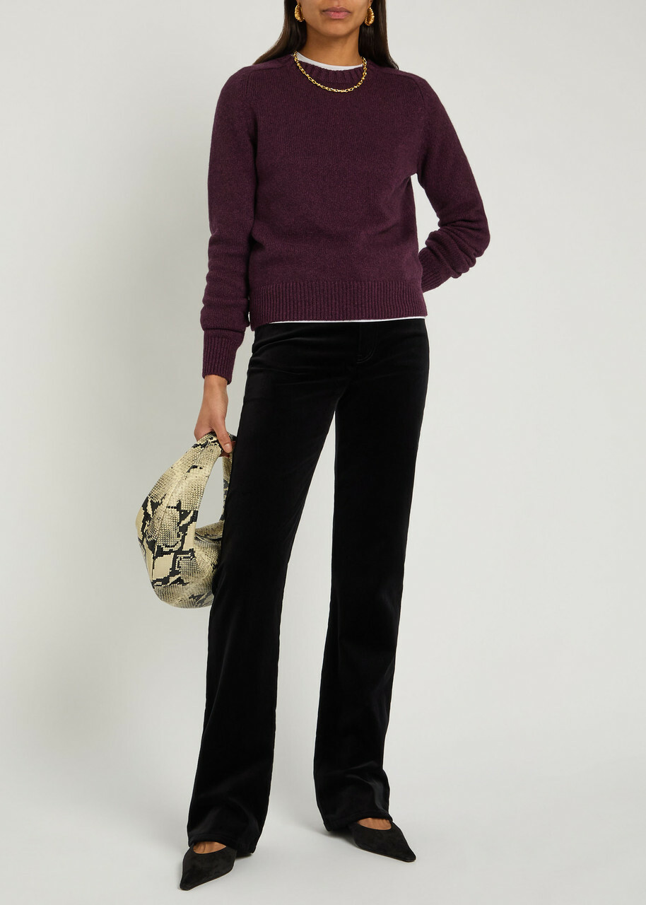 Nili Lotan Joan Straight-leg Velvet Trousers Black