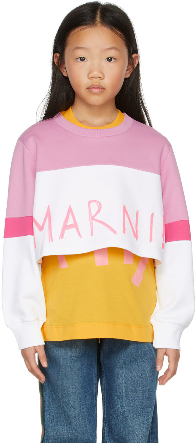 Marni Kids White & Pink Graffiti Sweatshirt Marni