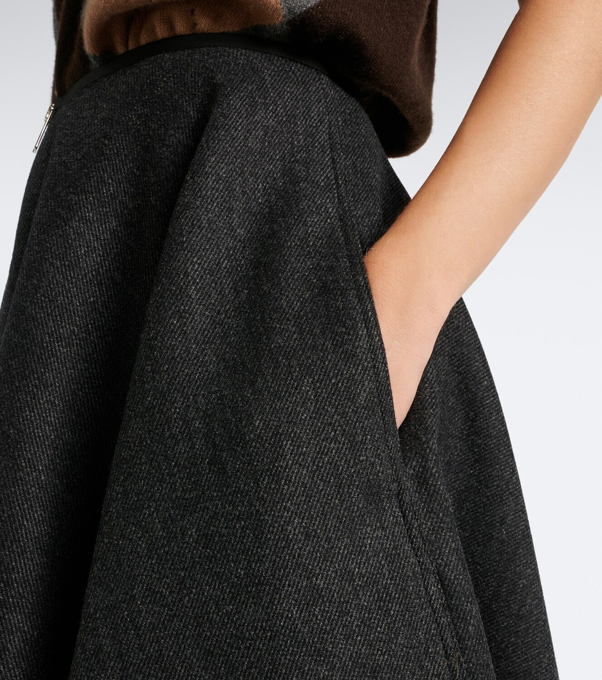 Prada Re-Nylon-trimmed virgin wool midi skirt