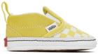 Vans Baby Yellow & White Checkerboard Slip-On V Crib Sneakers