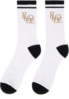 Rhude White & Black Scribble Logo Socks