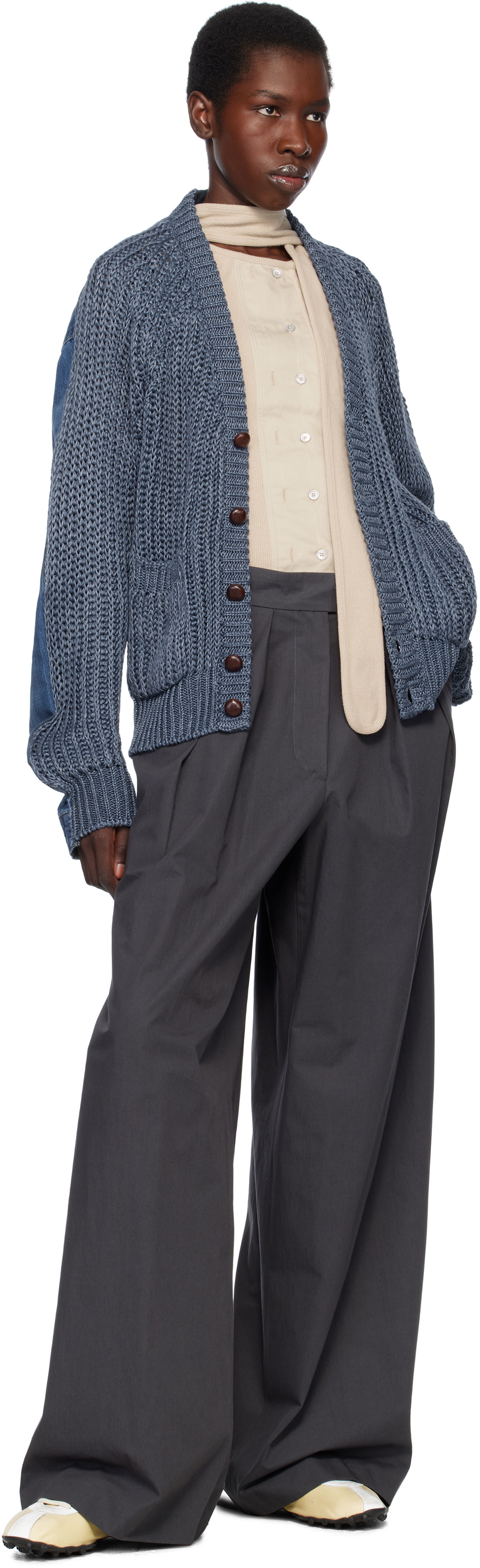 Bless Navy The Cristaseya Edition Nº79 'Jeansbackpatent' Cardigan