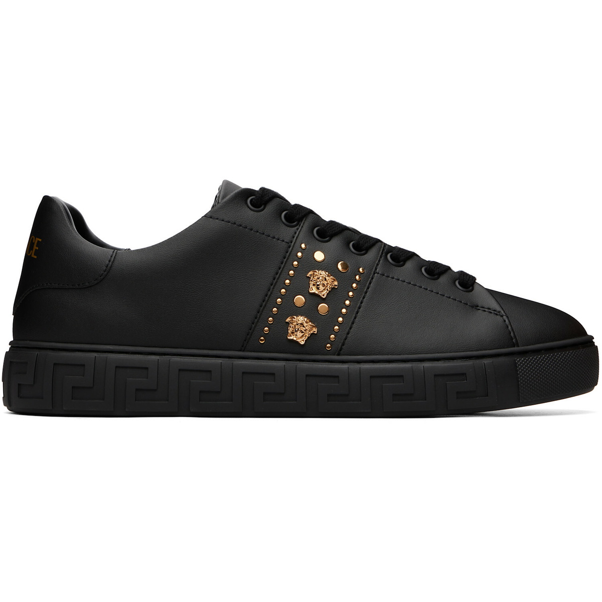 Versace Black Greca Embellished Nylon Sneakers
