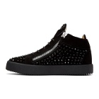 Giuseppe Zanotti Black Suede Kriss Diamond High-Top Sneakers