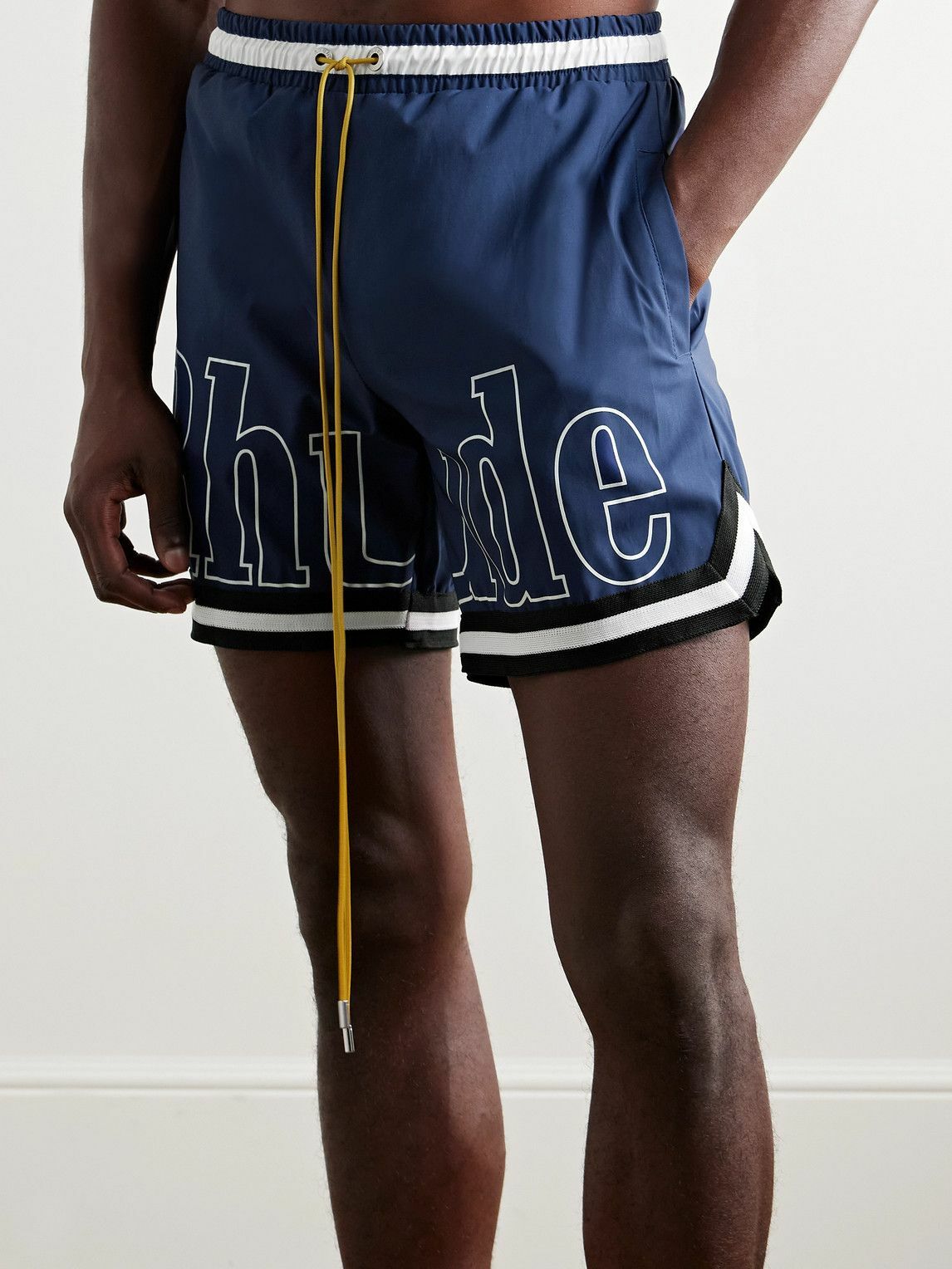 Rhude - Straight-Leg Mid-Length Logo-Print Swim Shorts
