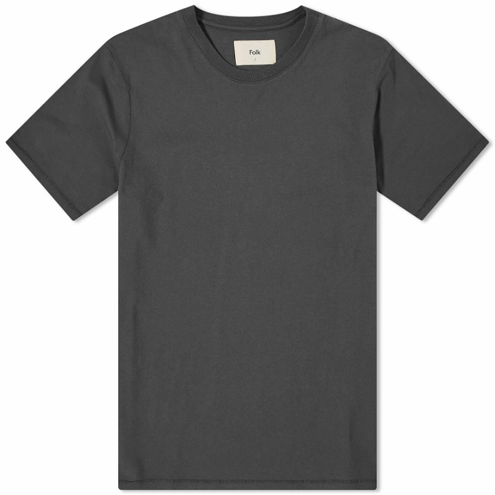 Photo: Folk Men's Contrast Sleeve T-Shirt in Soft Black