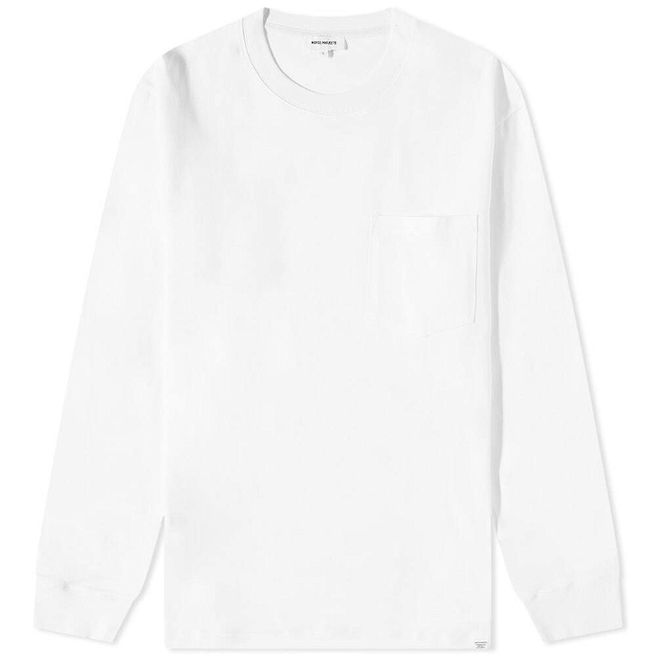 Photo: Norse Projects Men's Long Sleeve Johannes Standard Pocket T-Shirt in White