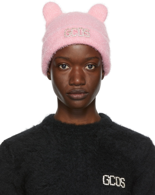 Photo: GCDS Pink Glittery Teddy Ear Beanie