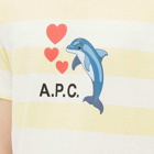 A.P.C. Men's Simon Dolphin Logo Stripe T-Shirt in Light Yellow